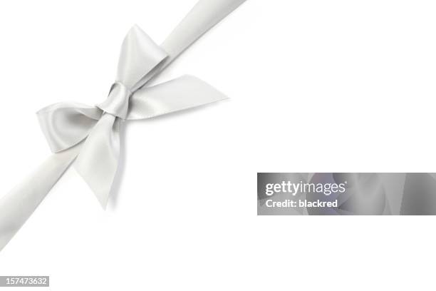 silver ribbon bow - bow stockfoto's en -beelden