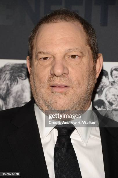 Film producer Harvey Weinstein attends The Museum of Modern Art Film Benefit Honoring Quentin Tarantino at MOMA on December 3, 2012 in New York City.