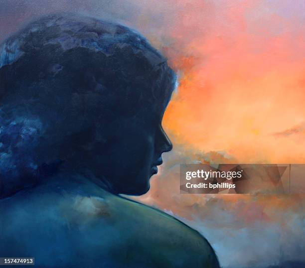 portrait silhouette - oil painting people stock illustrations