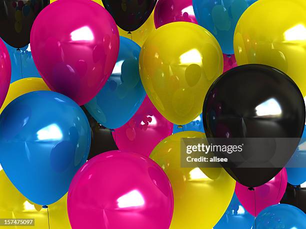 cmyk balloon background - cmyk stock pictures, royalty-free photos & images