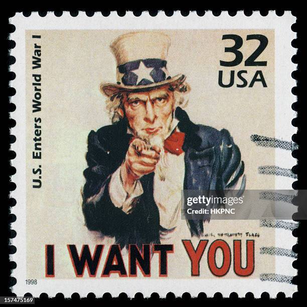 uncle sam, “i want you” perfect postage stamp huge file - in dienst gaan stockfoto's en -beelden