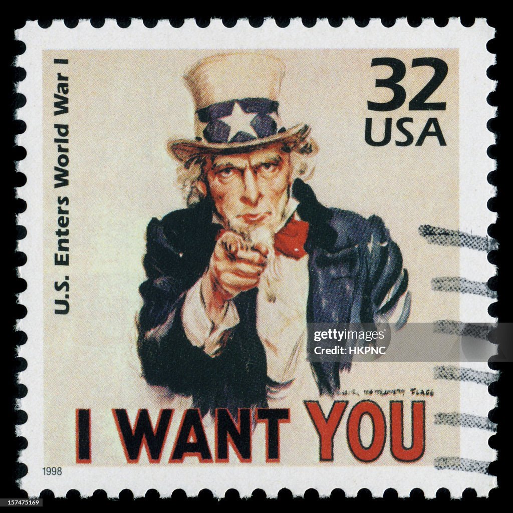 Uncle Sam, “I Want You” PERFECT Postage Stamp HUGE File