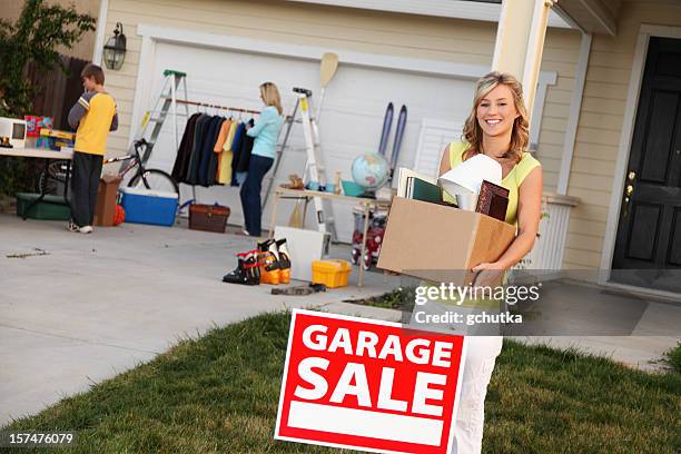 items to sell at garage sale - garage sale stock pictures, royalty-free photos & images