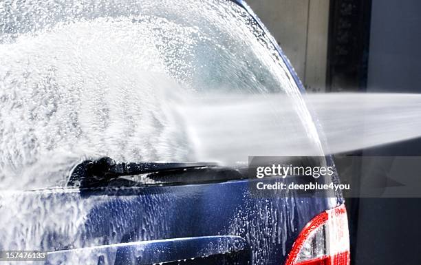 washing a car with water pressure machine - strahl lake stock pictures, royalty-free photos & images