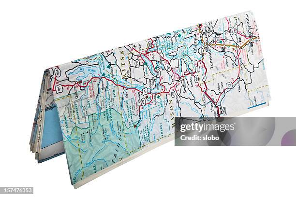 folded map standing - roadmap stockfoto's en -beelden