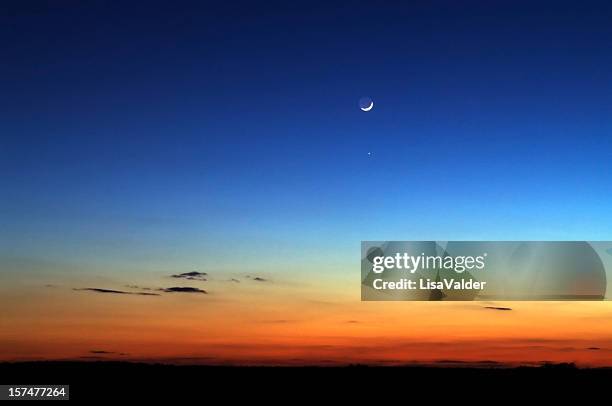 night skyline with moon in the distance - the moon lisa stock pictures, royalty-free photos & images