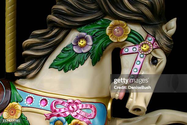 carousel horse close-up - carousel horse stock pictures, royalty-free photos & images