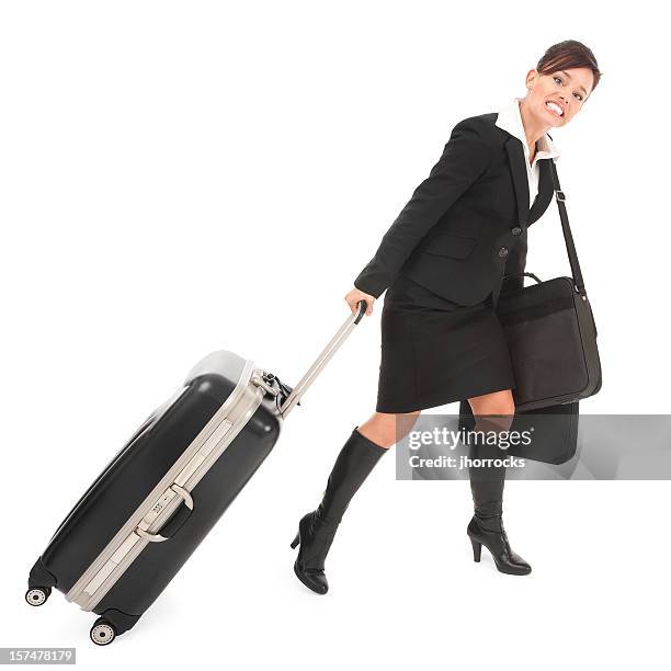overburdened business traveler - woman sleep stockfoto's en -beelden