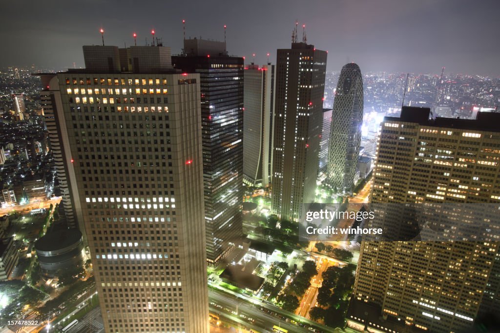 Tokyo's largest skyscraper district at night