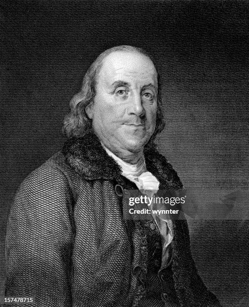 porträt von benjamin franklin - benjamin franklin stock-grafiken, -clipart, -cartoons und -symbole