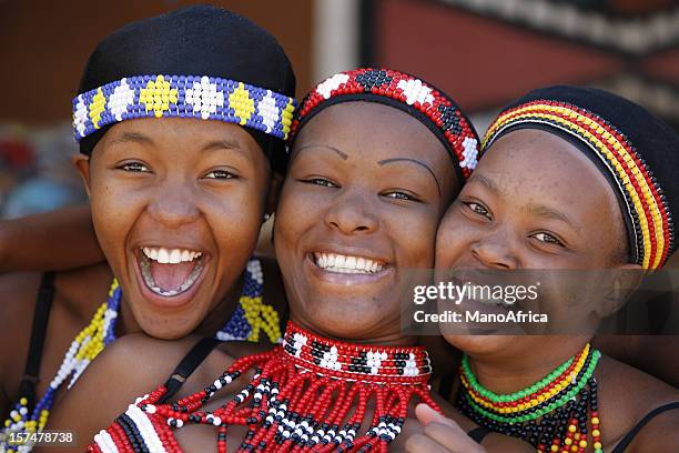 three young zulu women of south africa - zulu people stock pictures, royalty-free photos & images