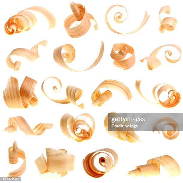 collection of wood shavings - chips stock pictures, royalty-free photos & images