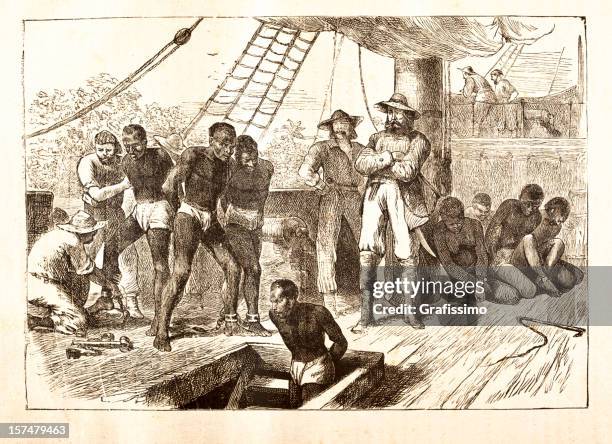 ilustraciones, imágenes clip art, dibujos animados e iconos de stock de negro, esclavos carga en barco 1881 - áfrica del oeste