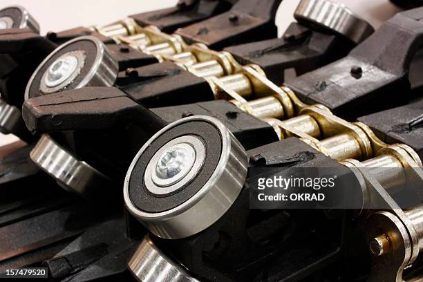close up detail of industrial chain and bearings - bearings metal stock pictures, royalty-free photos & images