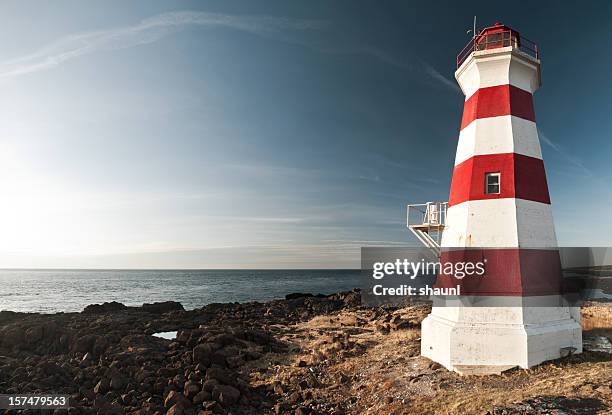 lighthouse - bay of fundy stock pictures, royalty-free photos & images