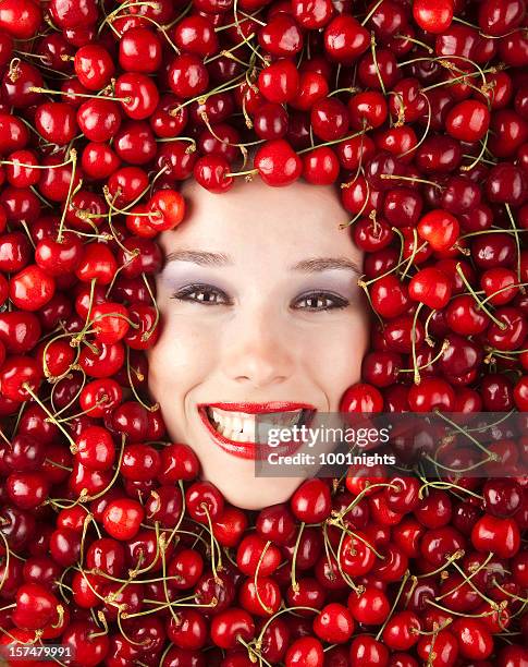 cherry girl - juicy lips stock pictures, royalty-free photos & images