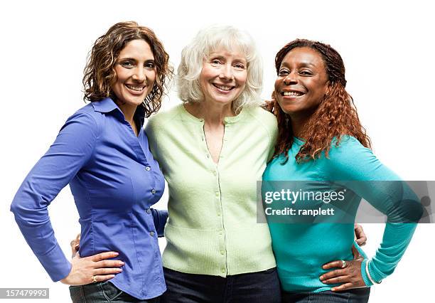 three beautiful natural women - three people white background stock pictures, royalty-free photos & images