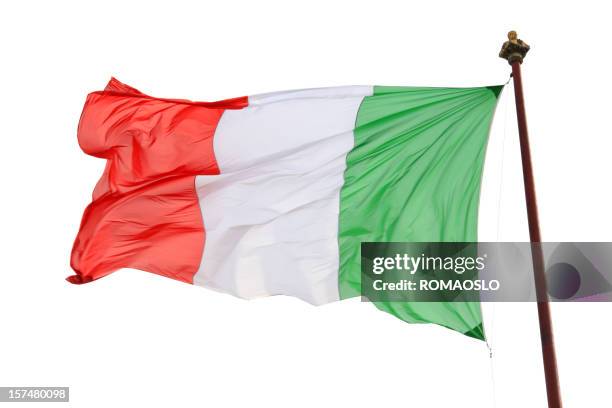 bandiera italiana isolato su bianco, italia - tricolore foto e immagini stock