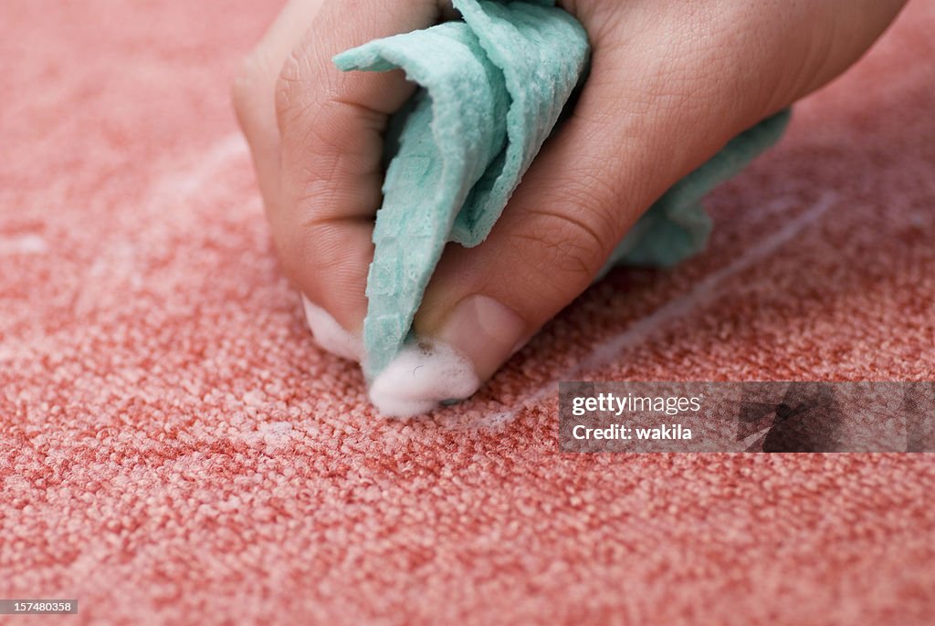 Cleaning red carpet - remove stain