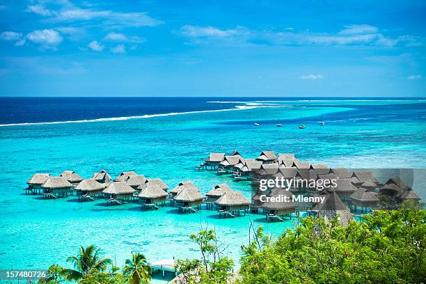 dream vacations luxury hotel resort - tahiti stockfoto's en -beelden