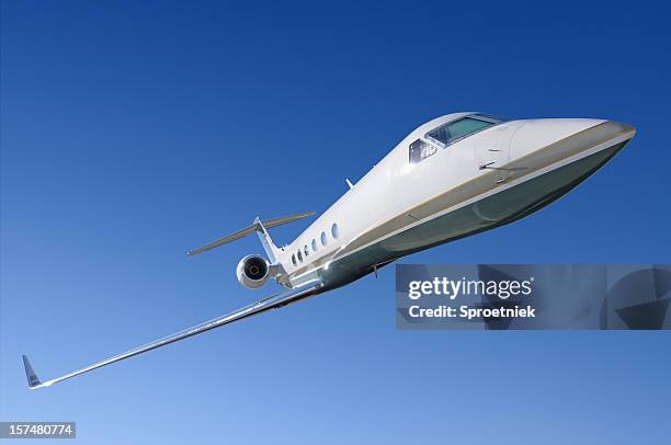 corporate jet frontal view - concorde in flight stock pictures, royalty-free photos & images