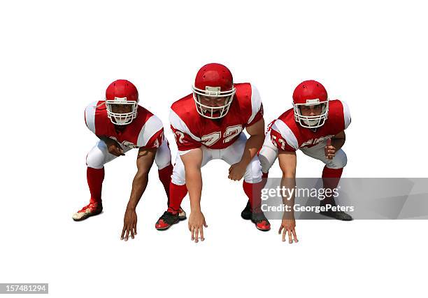 offensive linemen with clipping path - american football player isolated stock pictures, royalty-free photos & images