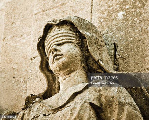 lady justice sandstone portrait - lady justice statue stock pictures, royalty-free photos & images