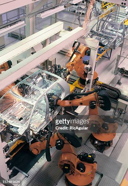 car industry - robot and car factory stock pictures, royalty-free photos & images