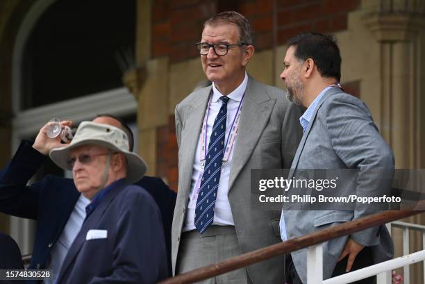 Richard Thompson, Chair of the ECB looks on during the first day of the 5th Test between England and Australia at The Kia Oval on July 27, 2023 in...