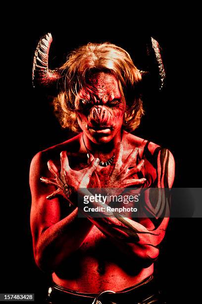 portrait of the devil - devil stock pictures, royalty-free photos & images
