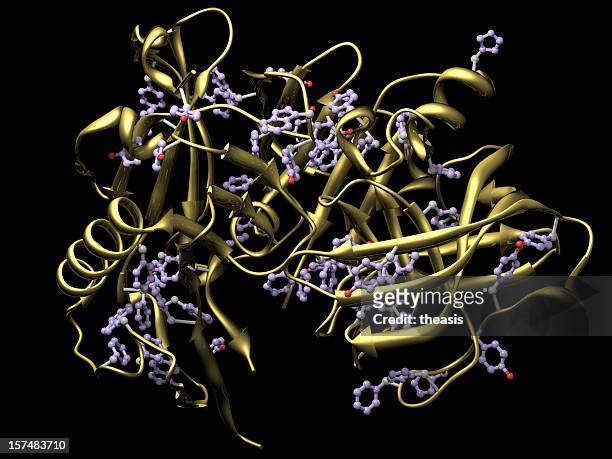 colorful image of structure of beta secretase - enzyme structure stock pictures, royalty-free photos & images