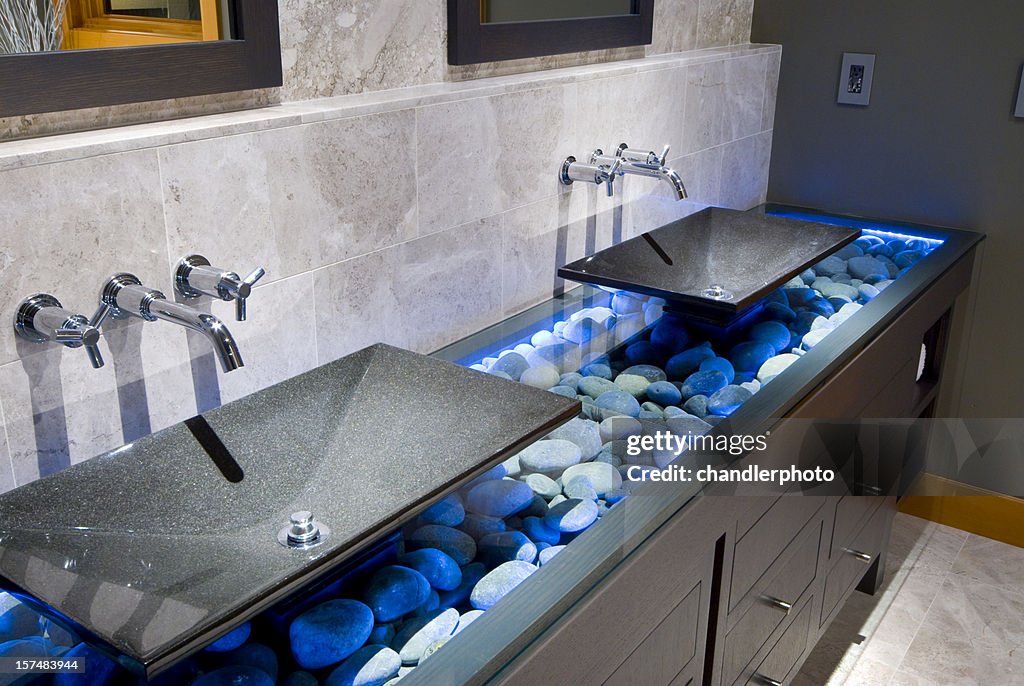 Modern Asian double bathroom sink