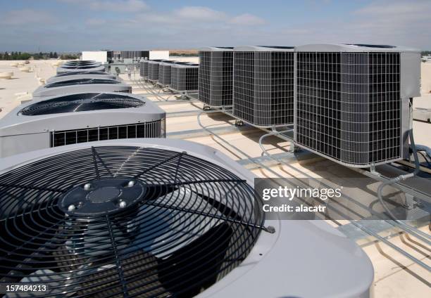 many air conditioning units outside - air conditioning stock pictures, royalty-free photos & images