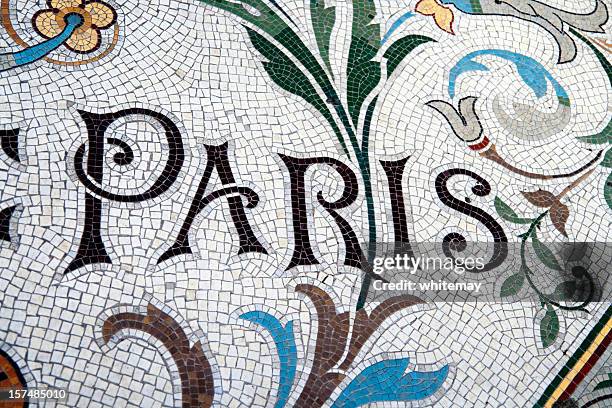 pavimento a mosaico'paris' - stile liberty foto e immagini stock