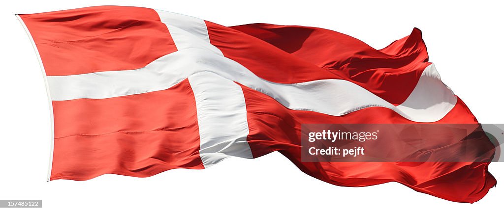 Red and white Dannebrog the flag of Denmark - Isolated