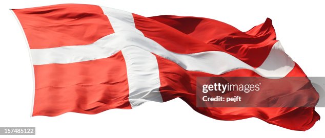 Danish Red Color Red And White Dannebrog The Flag Of Denmark Isolated High-Res Stock ...