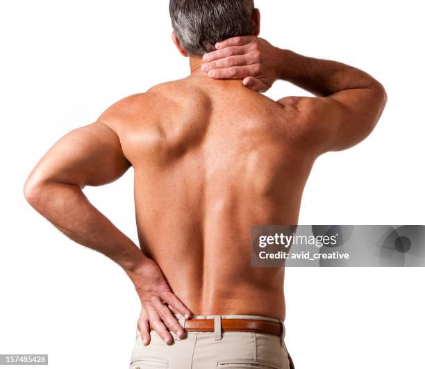 neck and back pain - back pain man stock pictures, royalty-free photos & images