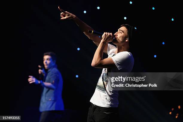 Singer Tom Parker of The Wanted performs onstage during KIIS FM's 2012 Jingle Ball at Nokia Theatre L.A. Live on December 3, 2012 in Los Angeles,...