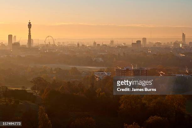 sunrise over regent's park - fog london stock pictures, royalty-free photos & images
