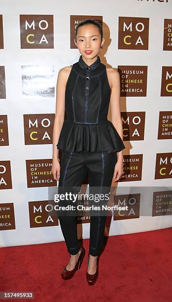 Model Xiao Wen Ju attends the Museum of Chinese in America's Annual Legacy awards dinner at Cipriani Wall Street on December 3, 2012 in New York City.