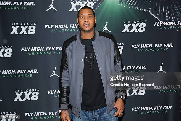 Carmelo Anthony attends the Dare To Fly AJXX8 event at PH-D Rooftop Lounge at Dream Downtown on December 3, 2012 in New York City.