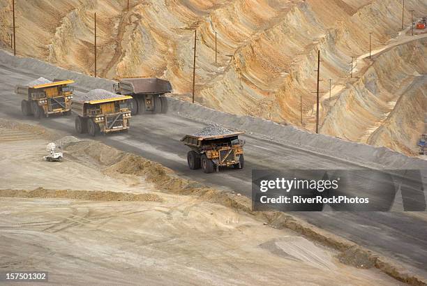 large dumptruck in utah copper mine - gold mining truck stock pictures, royalty-free photos & images