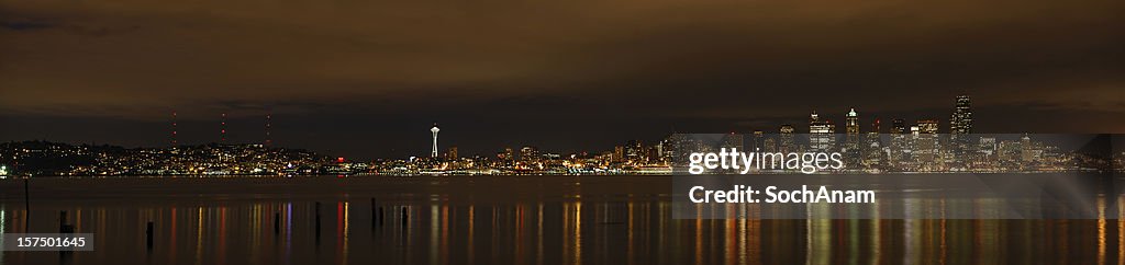 Panorama di Seattle di notte