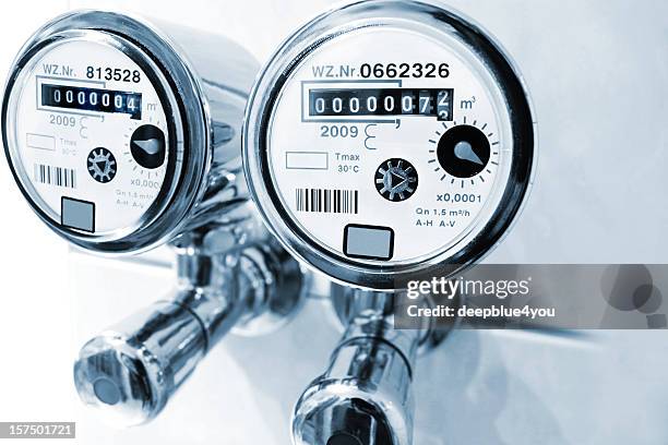 new installed water meter in bathroom - billing accuracy stock pictures, royalty-free photos & images