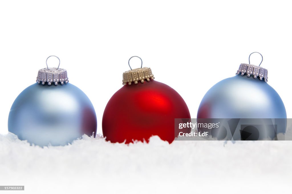 Christmas baubles in a row