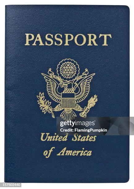 passport - usa. clipping path. - paspoort stockfoto's en -beelden