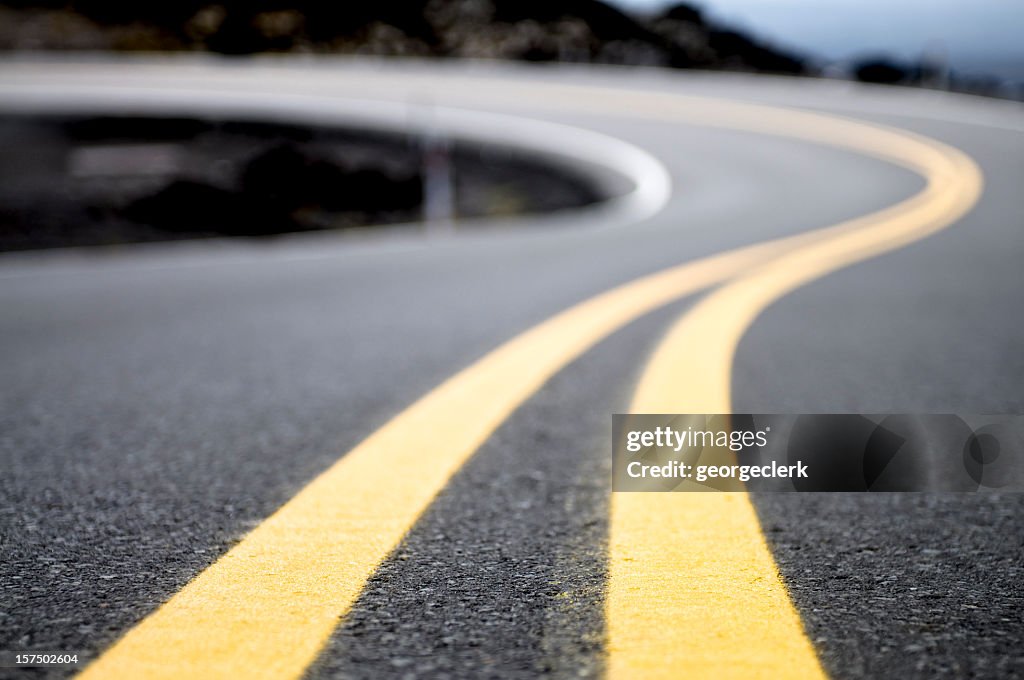 Yellow Lines on a Winding Road