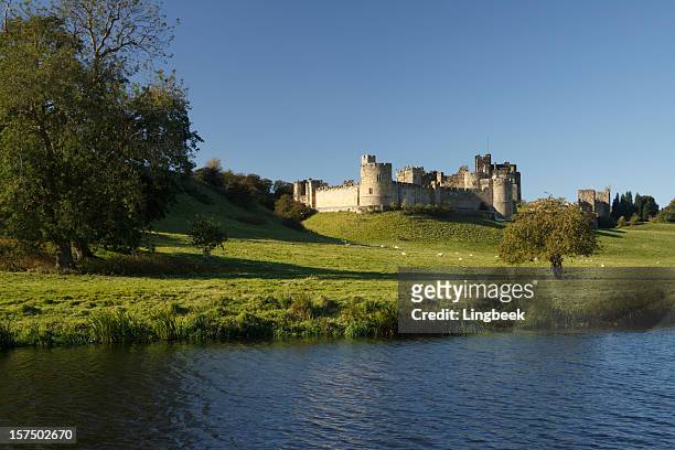 castillo de alnwick - alnwick castle fotografías e imágenes de stock