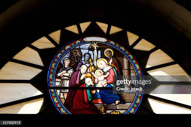stained glass window in bethlehem - jesus stained glass stock pictures, royalty-free photos & images