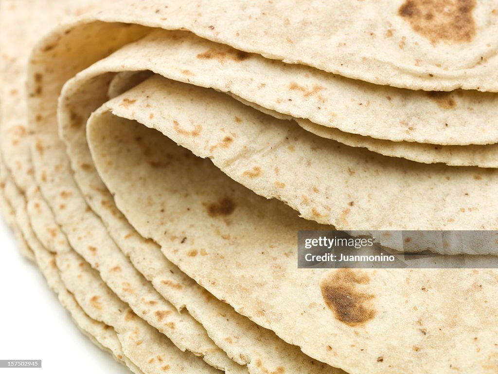 Tas de farine de blé entier tortillas mexicaine